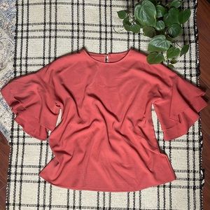 Zara double flounce sleeve blouse